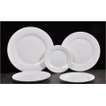 Haonai BPA free 6,7,8,9,10 inch porcelain dinner plate white & round flat plate serving plate set,5 piece set for hotel dinning